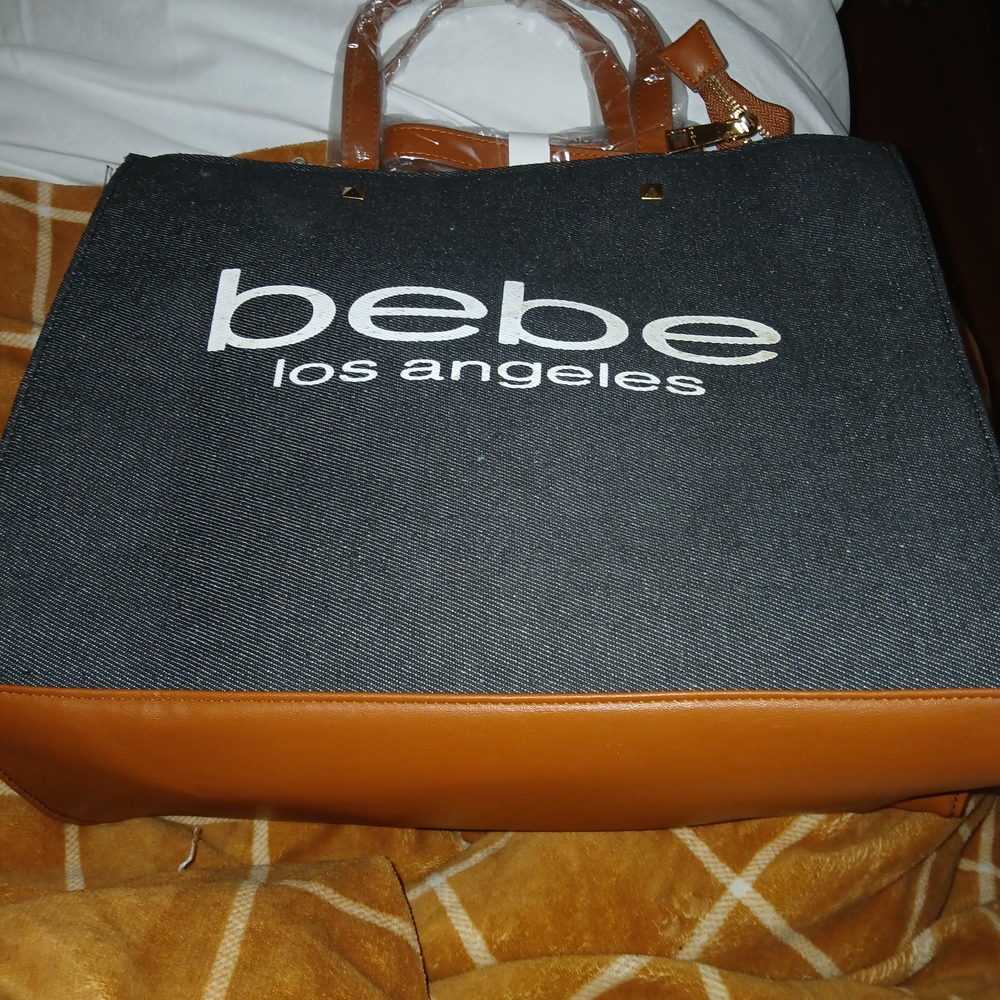 Bebe Los Angeles Black and Tan Tote